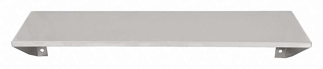 Utility Shelf: Exposed, Stainless Steel, Satin, 18 in Center to Center Hole Distance