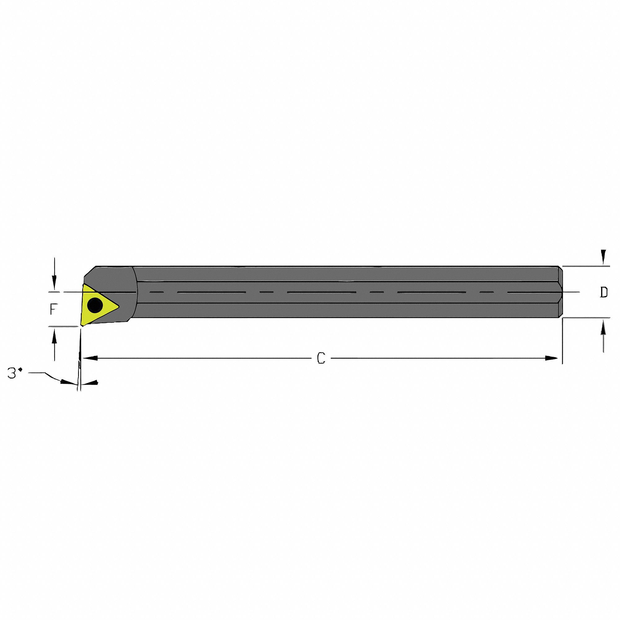 Indexable Boring Bar: A-STUC Toolholder, TCMT Insert, Triangle, 3-1/2 in Overall Lg