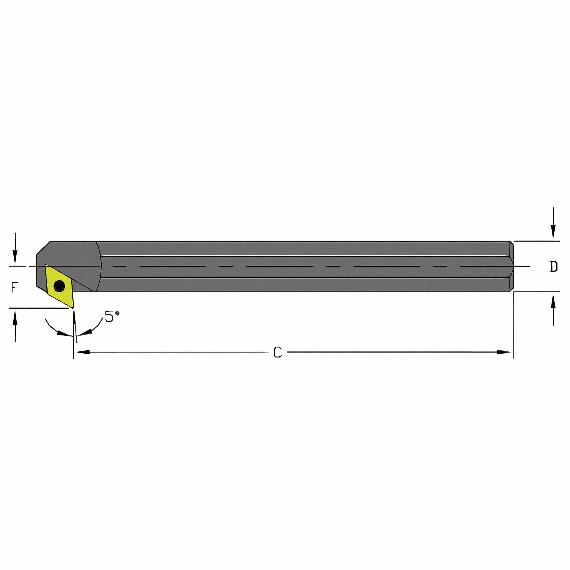 Indexable Boring Bar: A-SDXC Toolholder, DCMT Insert, 55° Diamond, 4-1/2 in Overall Lg