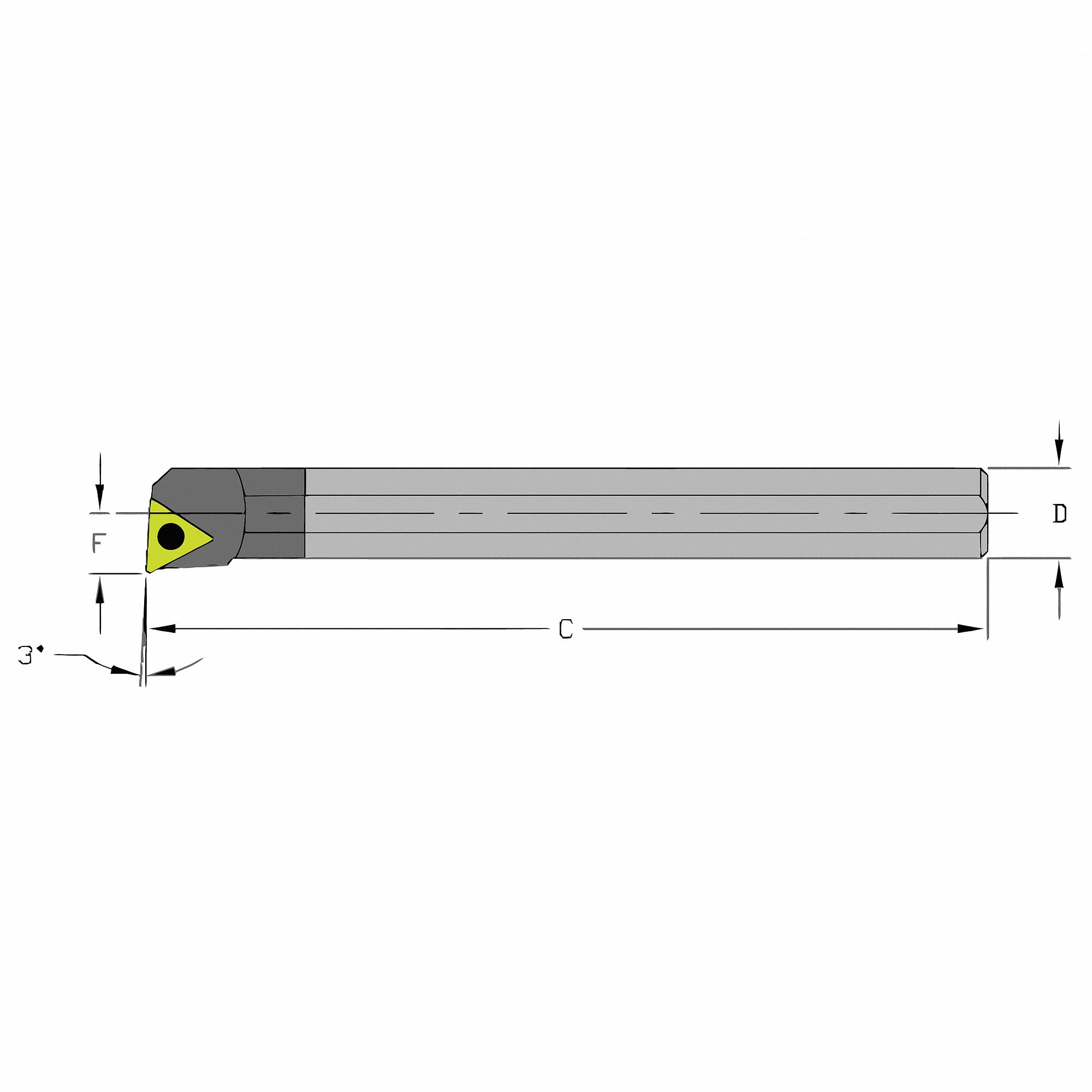 Indexable Boring Bar: TCMT Insert, Triangle, 7° Insert Clearance Angle, 1 Inserts
