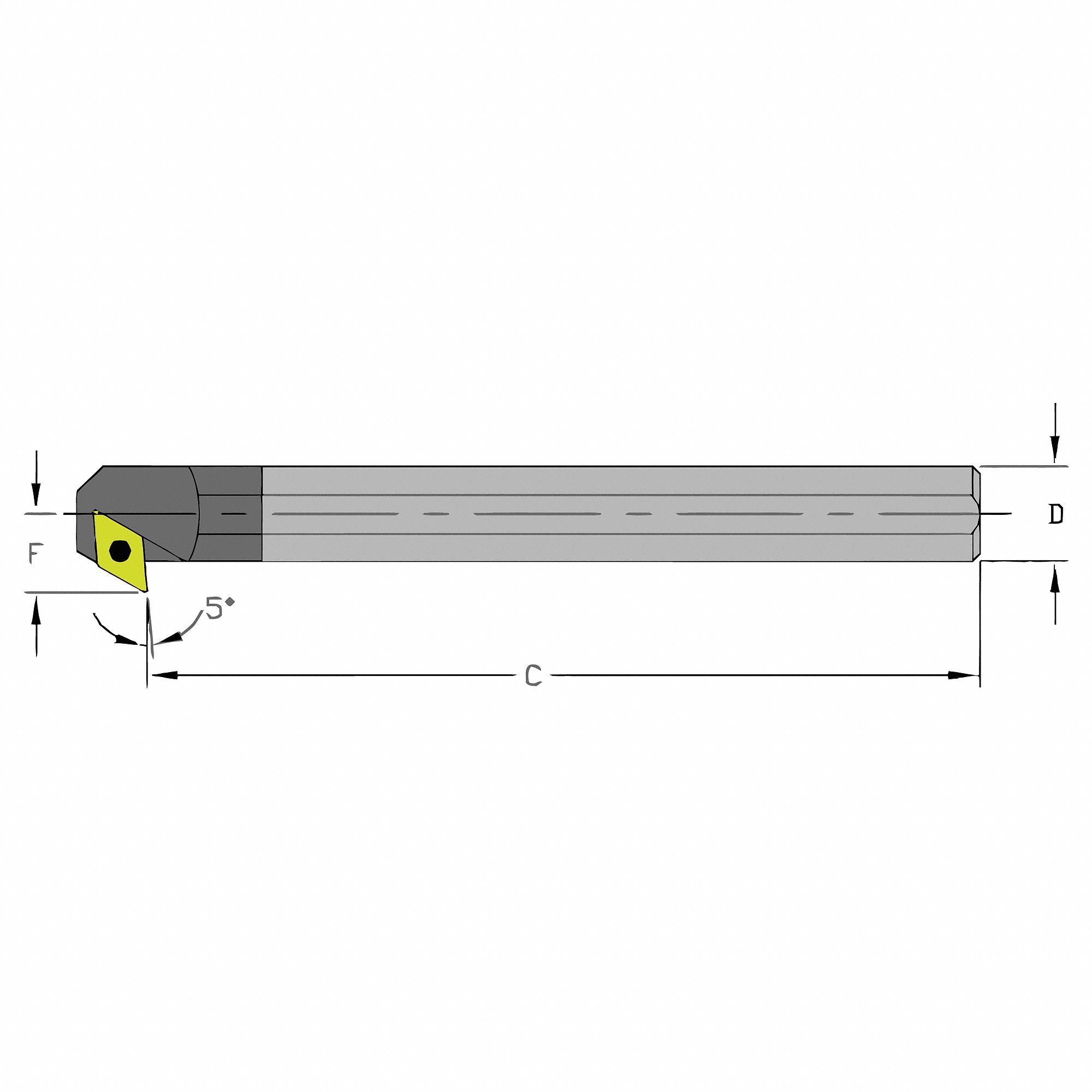 Indexable Boring Bar: DCMT Insert, 55° Diamond, 7° Insert Clearance Angle, 1 Inserts