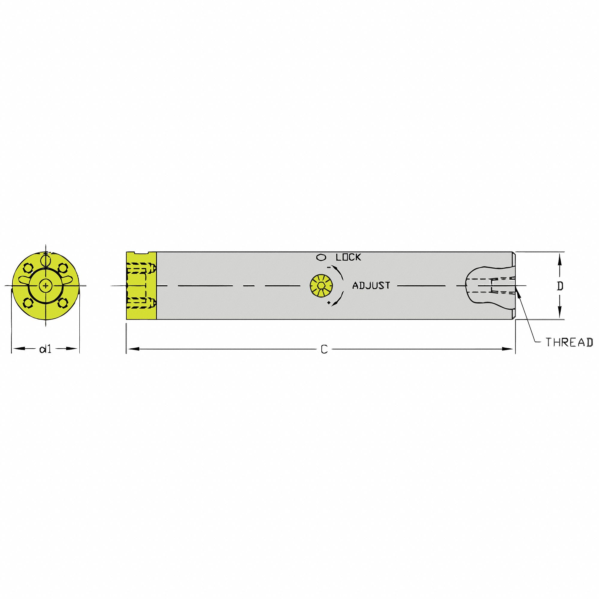 Indexable Boring Bar: CFT B Toolholder, 25 in Overall Lg, 1-1/2 in Shank Dia.