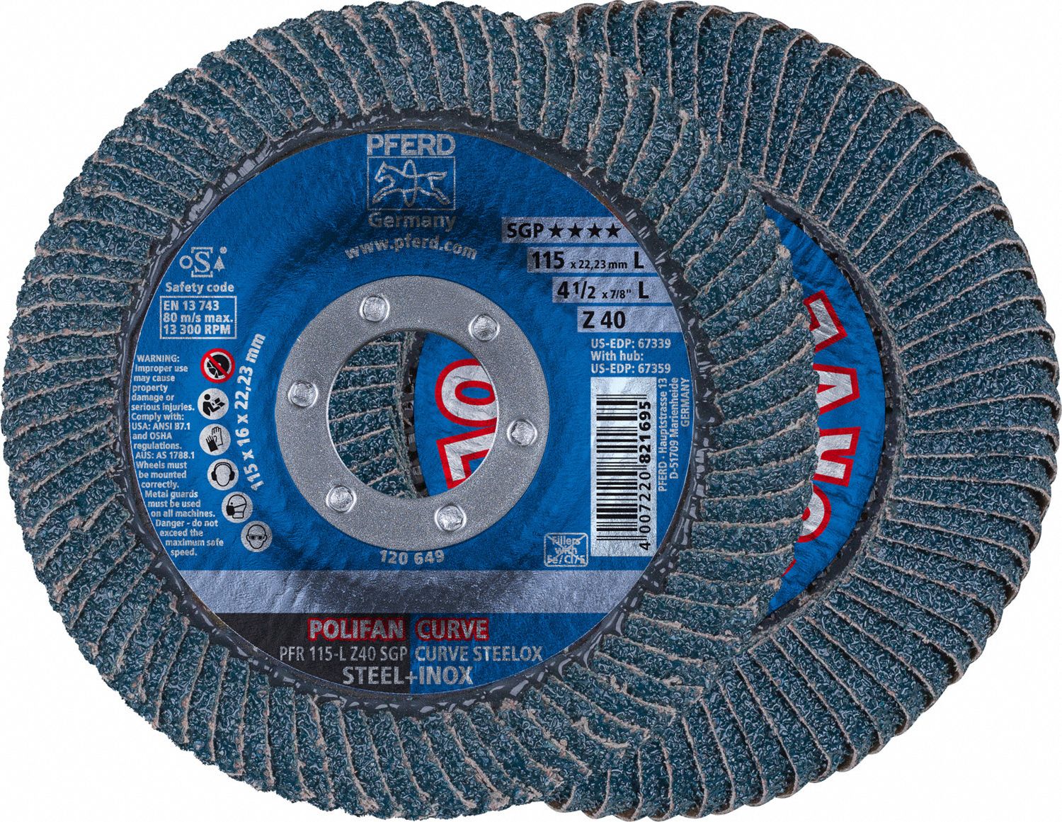 pferd-radial-flap-disc-zirconia-alumina-4-1-2-in-disc-diameter-40