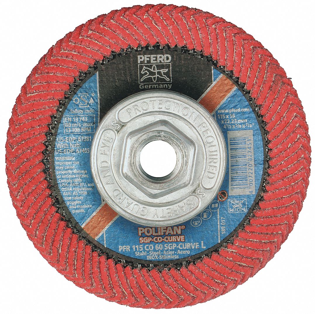 PFERD Radial, Flap Disc, Ceramic, 4 1/2 in Disc Diameter, 60 Abrasive