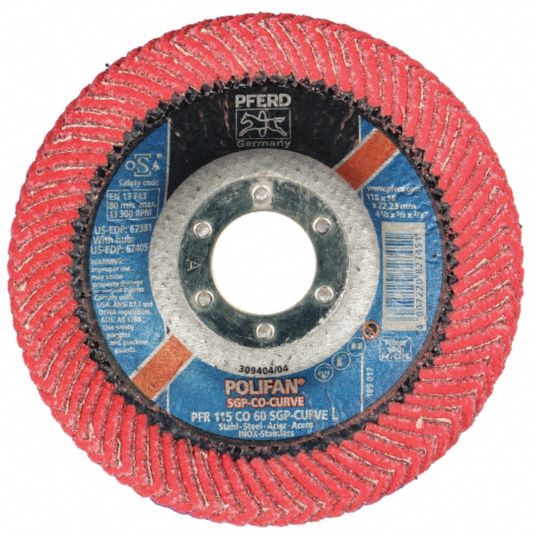 PFERD Radial, Flap Disc, Ceramic, 4 1/2 in Disc Diameter, 60 Abrasive Grit 33N40767381 Grainger