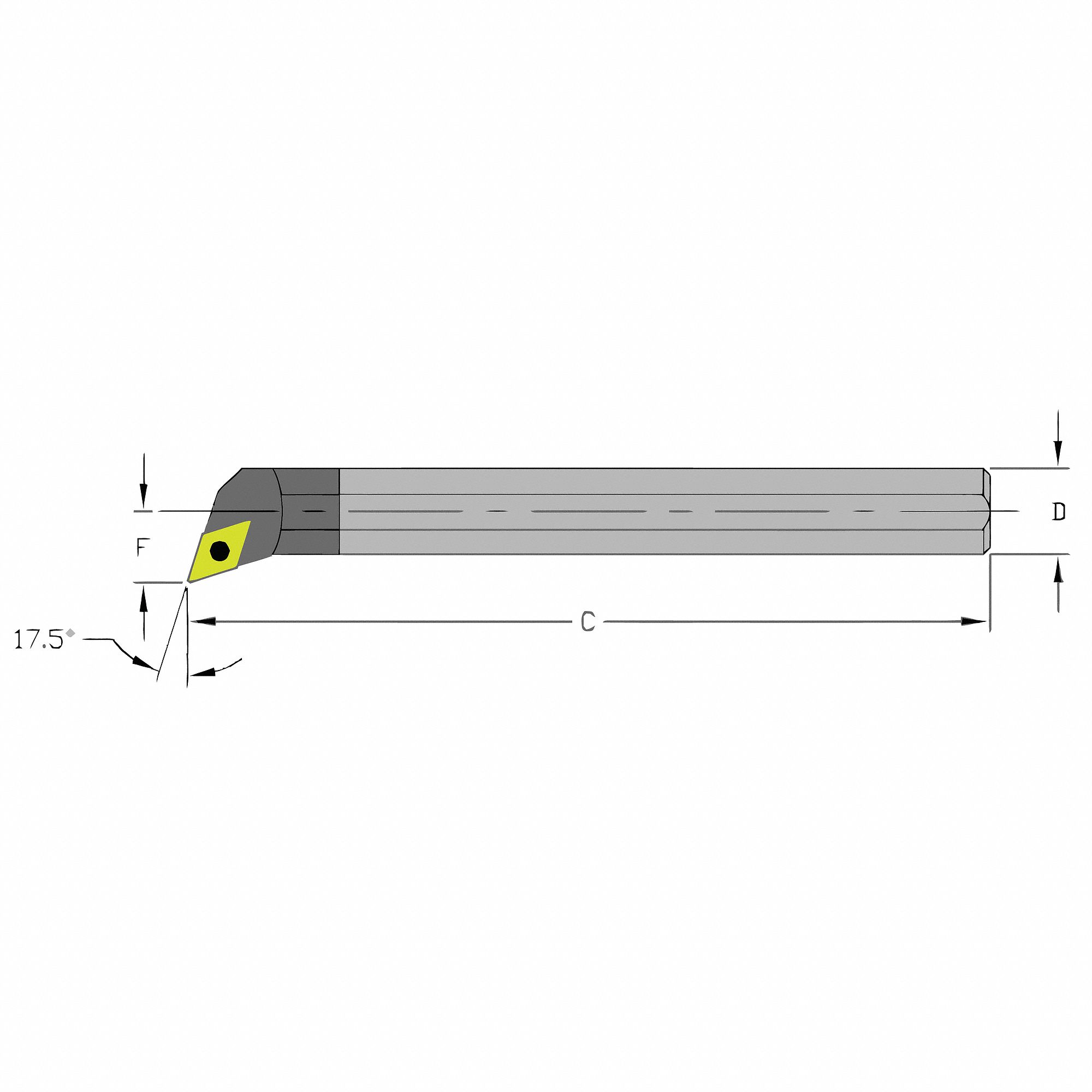 ULTRADEX USA Indexable Boring Bar, Insert Shape 55° Diamond, Overall