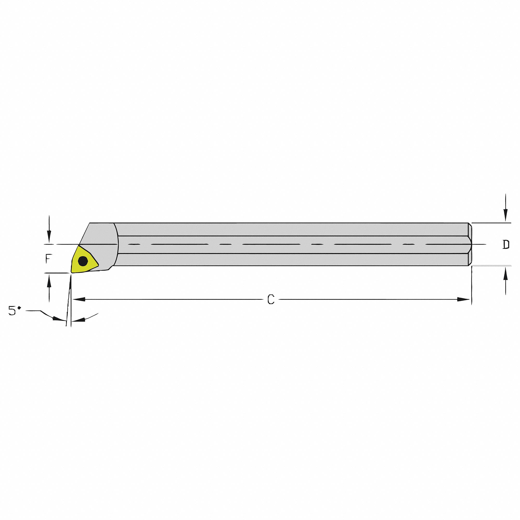 Indexable Boring Bar: WCMT Insert, Trigon, 7° Insert Clearance Angle, 3 in Overall Lg
