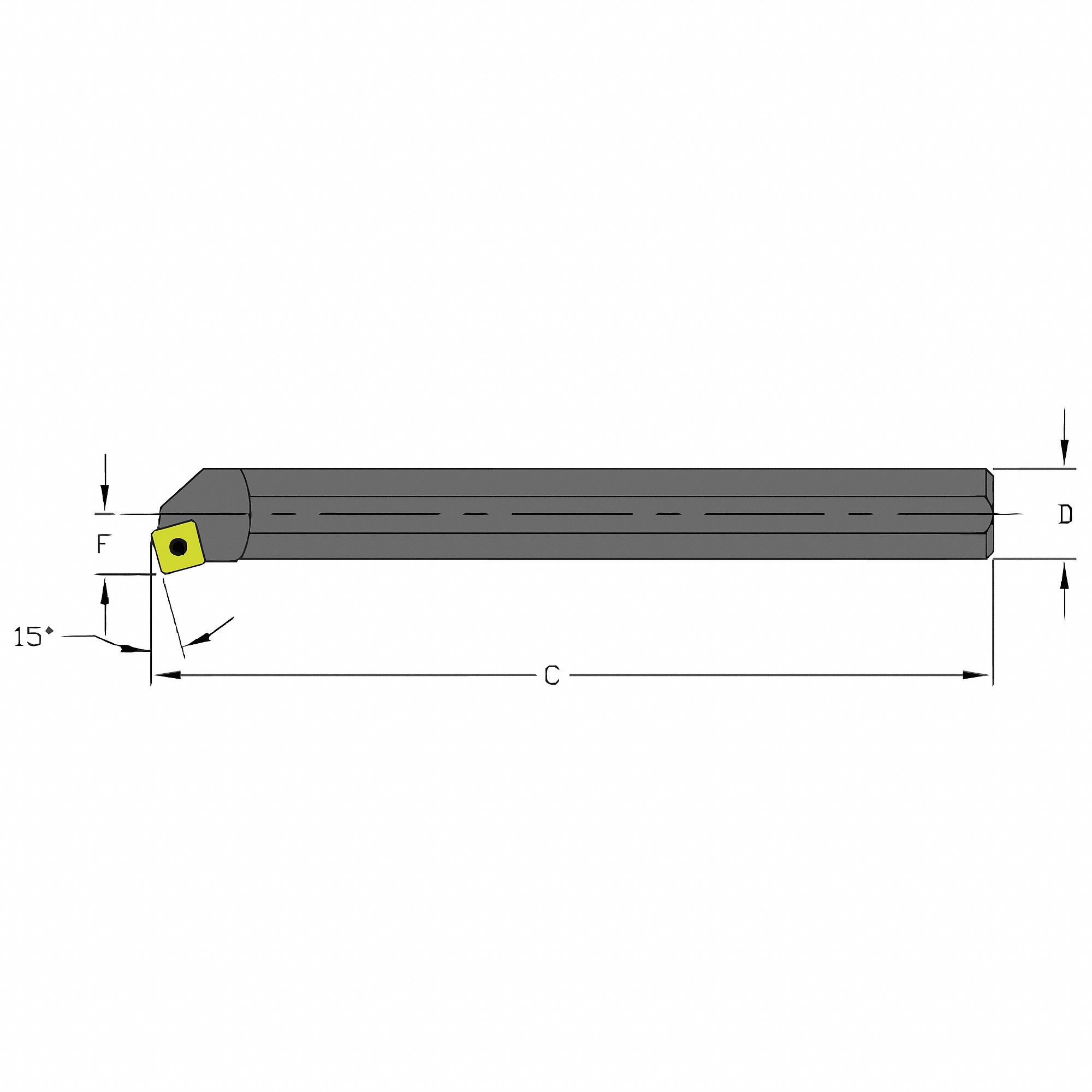 Indexable Boring Bar: SCMT Insert, Square, 7° Insert Clearance Angle, 5 in Overall Lg