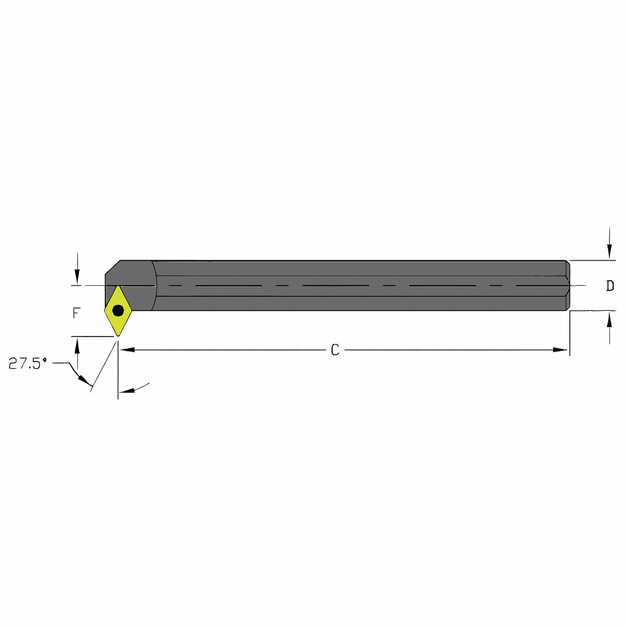 Indexable Boring Bar: DCMT Insert, 55° Diamond, 7° Insert Clearance Angle, 1 Inserts