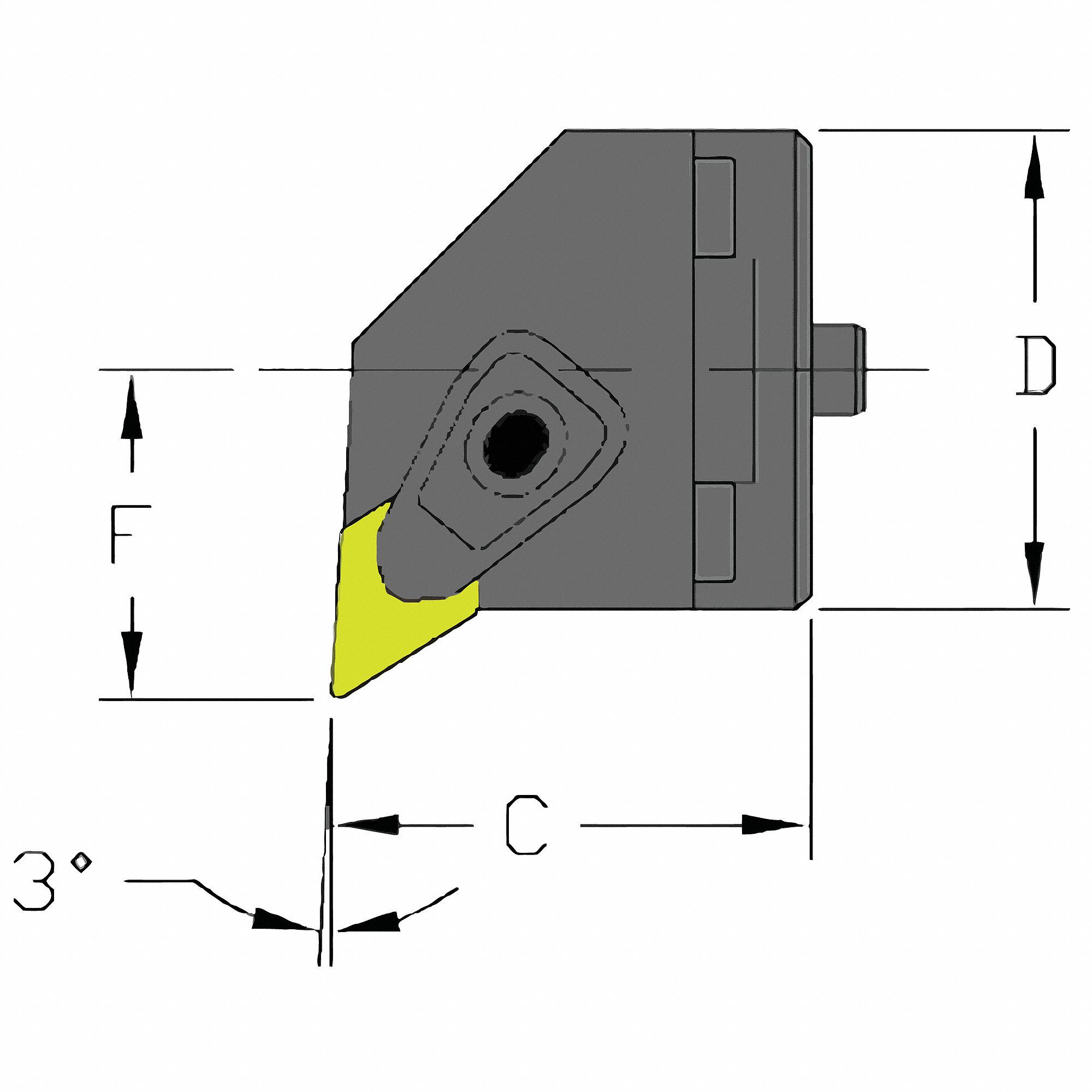 Indexable Cutting Head Unit: 55° Diamond, 0.8660 in Center to Cutting Tip