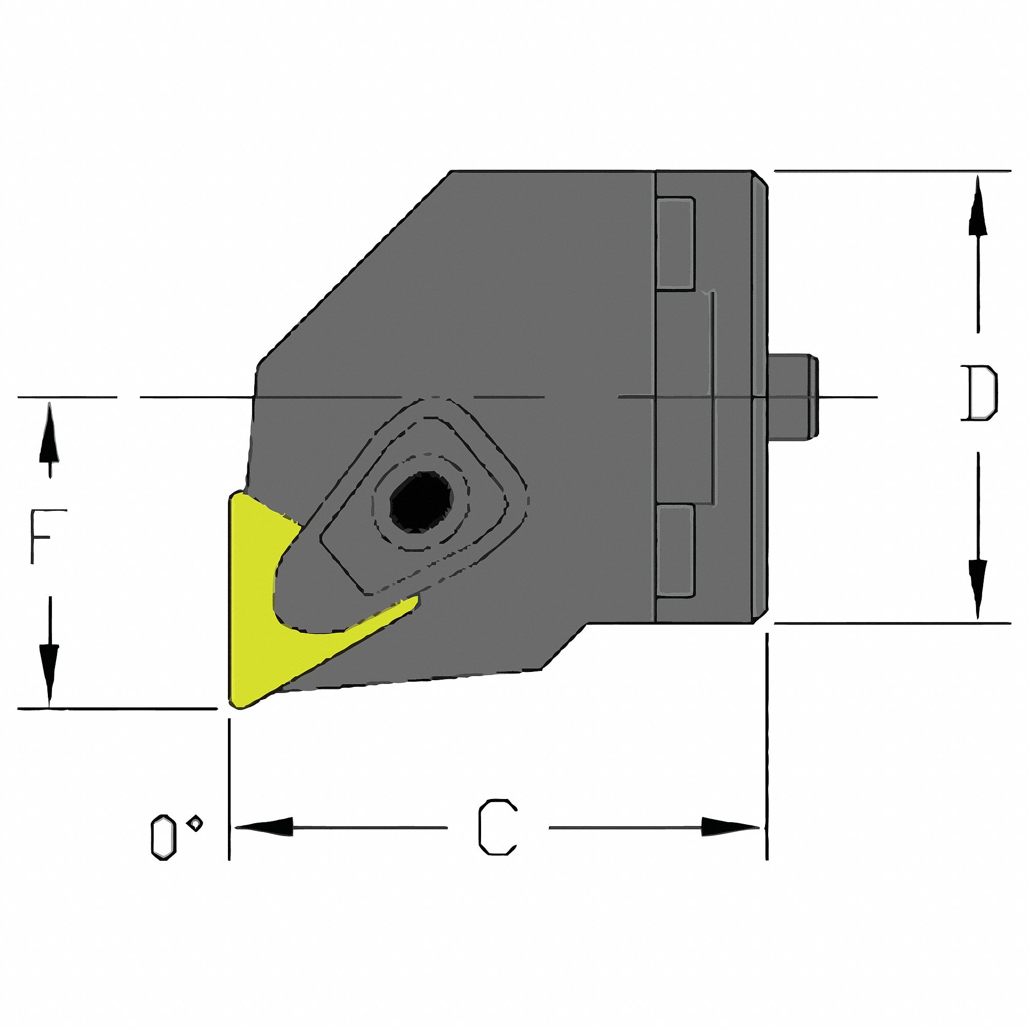 Indexable Cutting Head Unit: Triangle, 0.8660 in Center to Cutting Tip