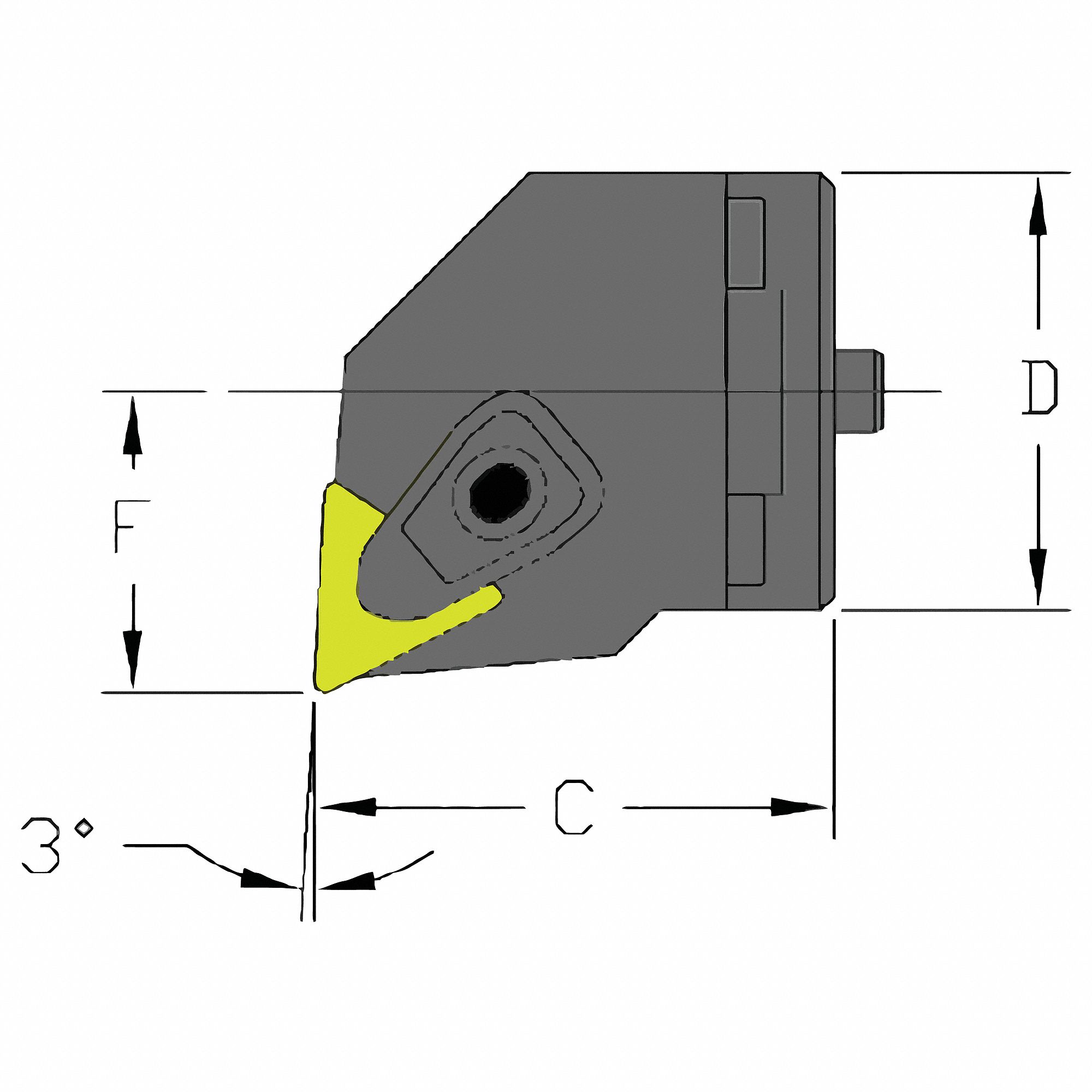Indexable Cutting Head Unit: Triangle, 0.8660 in Center to Cutting Tip