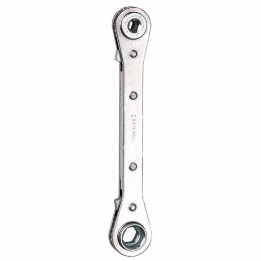 IMPERIAL Service Wrench: Chrome, 3/16 in_1/4 in_1/2 in_9/16 in Head Size, 7  in Overall Lg, Std