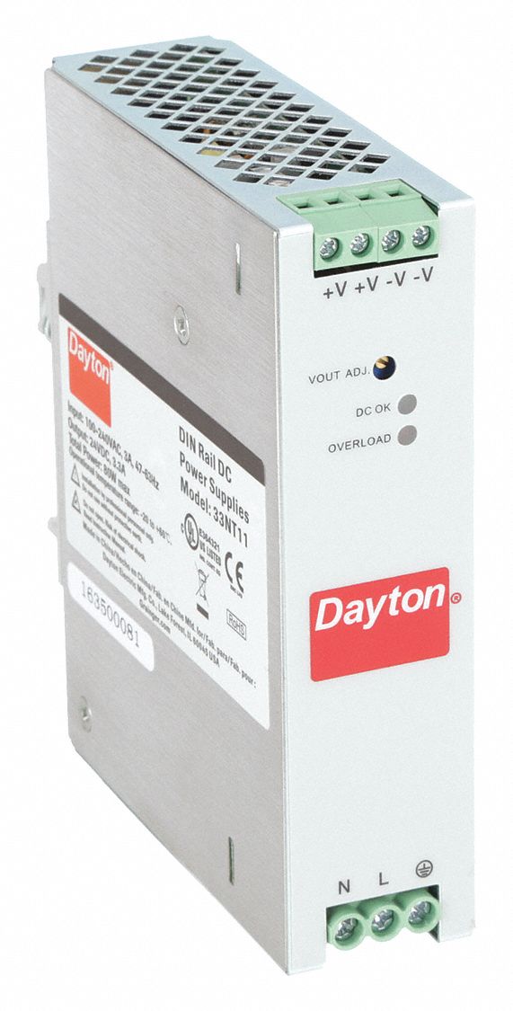 DC Power Supply: DIN Rail, 80 W Output Power - Rated, 3.3 A Current - Output, Single Phase