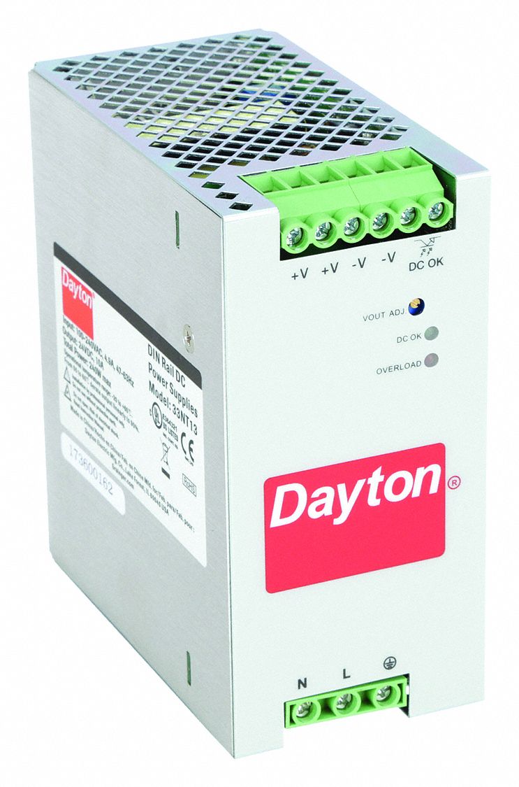 DC POWER SUPPLY, DIN RAIL, 240 W OUTPUT POWER-RATED, 10 A CURRENT OUTPUT, SINGLE PHASE