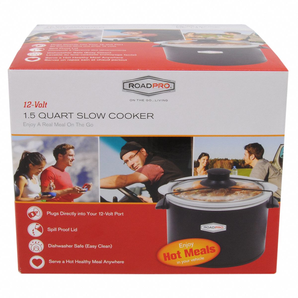 ROADPRO Quart Slow Cooker, Auto Travel, 12V 33NU83RPSL350 Grainger