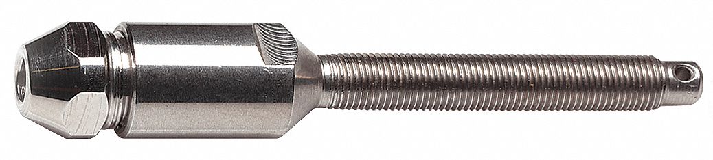 Swageless Thread Stud: 1/8 in Cable Size, 1/4 in Thread Size, 3 1/4 in Overall Lg