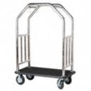 71 in Steel Bellman Cart with Black Carpet and Polished Finish