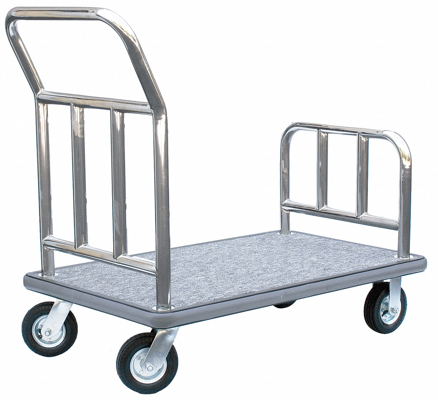 HOSPITALITY 1 SOURCE 41 in Steel Bellmans Utility Cart with Gray Carpet and Polished Finish