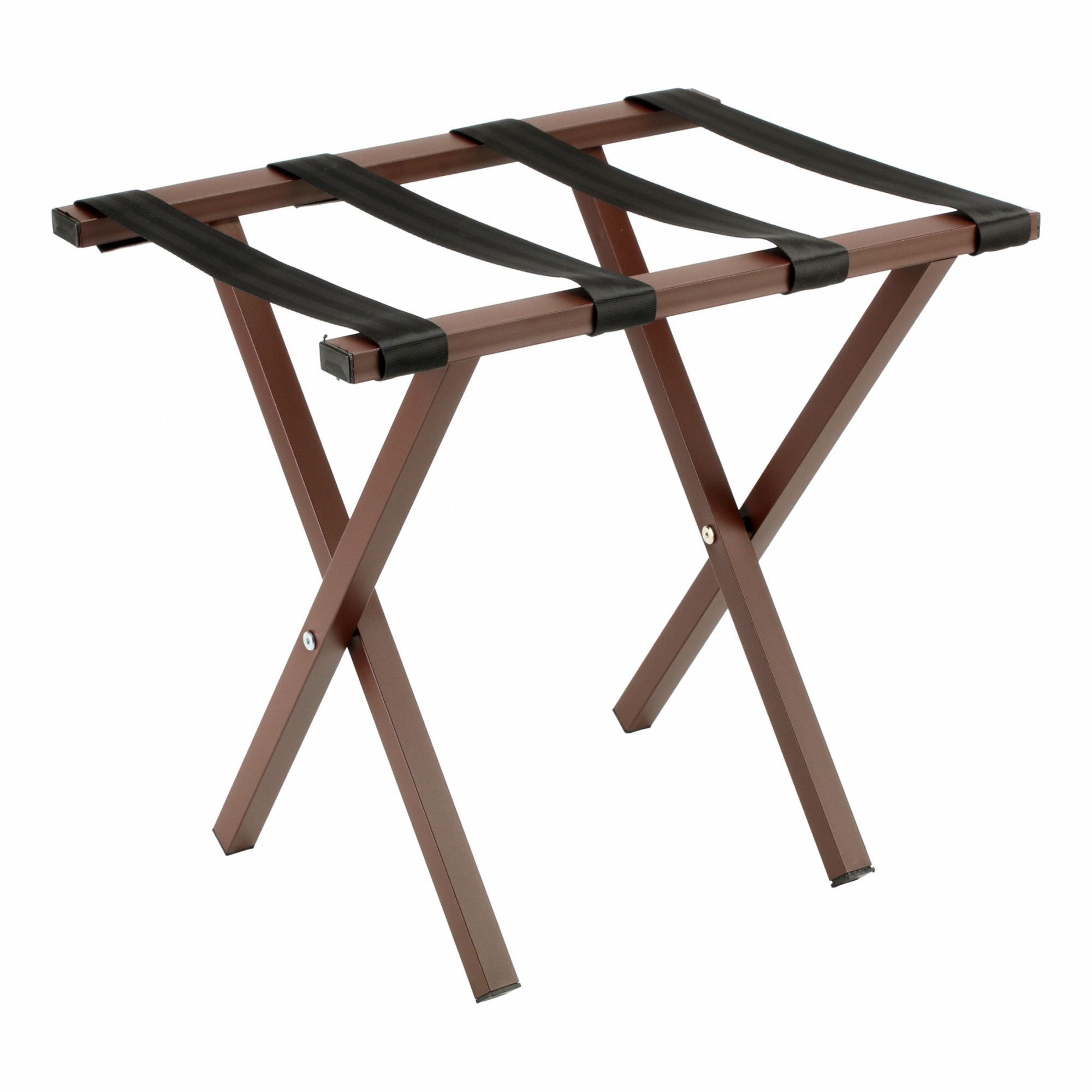 Folding Luggage Rack: 500 lb Load Capacity, Brown, Steel, 20 in Overall Ht