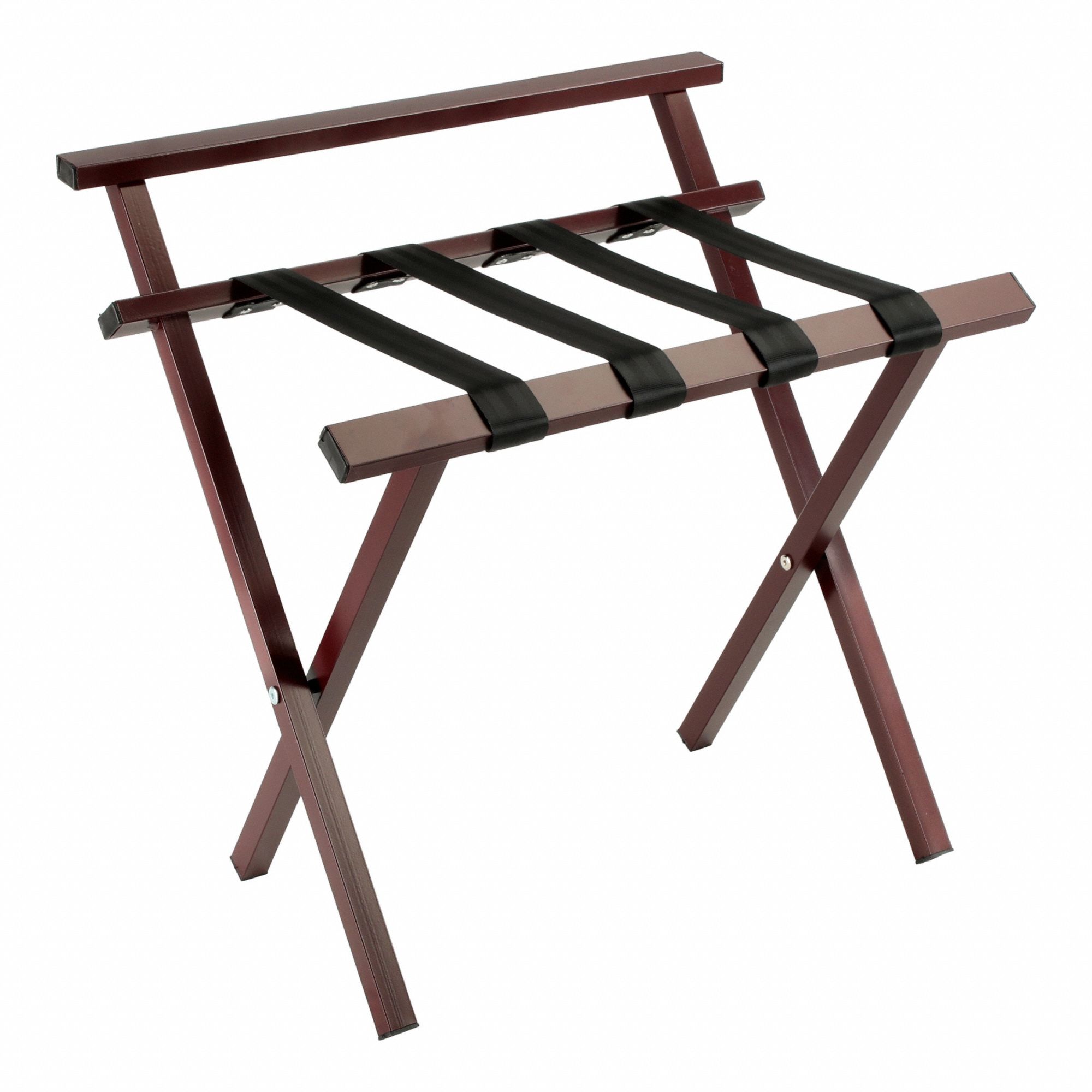 Folding Luggage Rack: 500 lb Load Capacity, Brown, Steel, 20 in Overall Ht