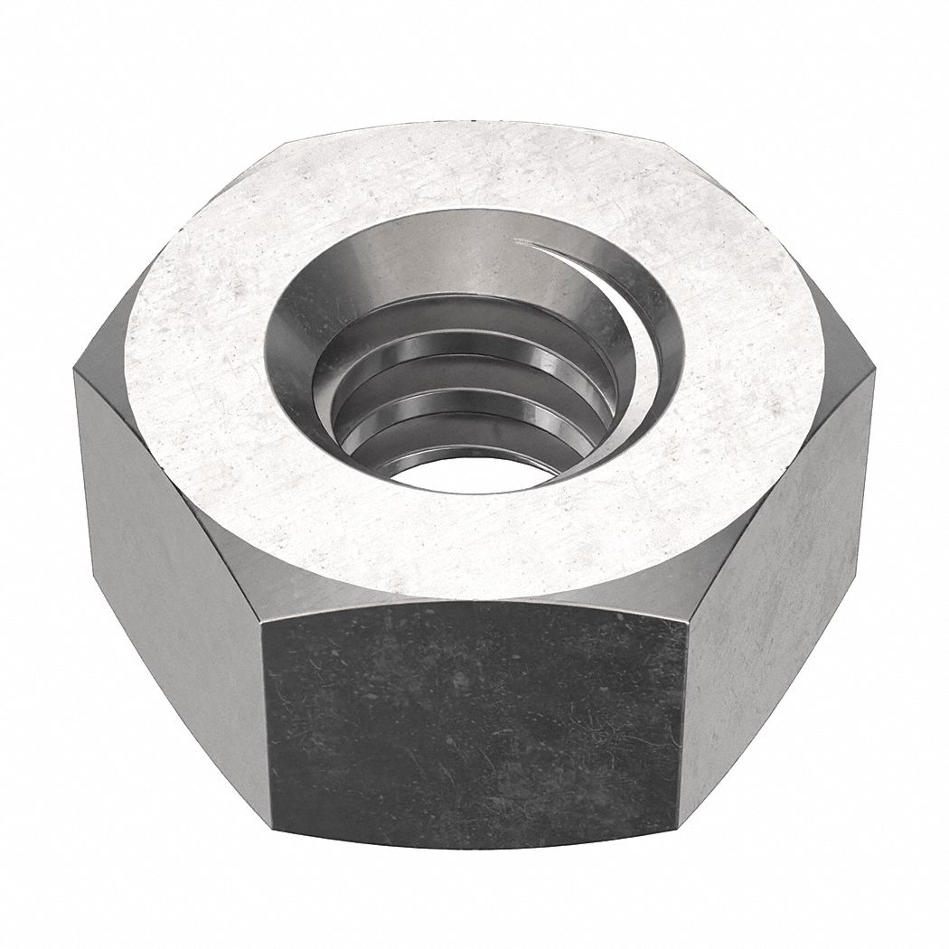 Hex Nut: Std Hex, 3/8"-12 Thread, 11/16 in Hex Wd, 23/64 in Hex Ht, Stainless Steel, 18-8, 10 PK