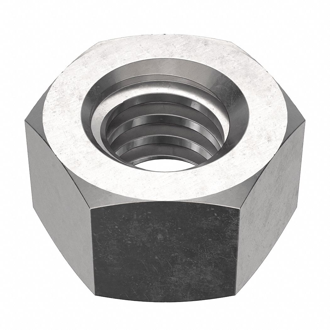 Hex Nut: Std Hex, 5/8"-8 Thread, 1 in Hex Wd, 39/64 in Hex Ht, Stainless Steel, 18-8, Plain, 5 PK