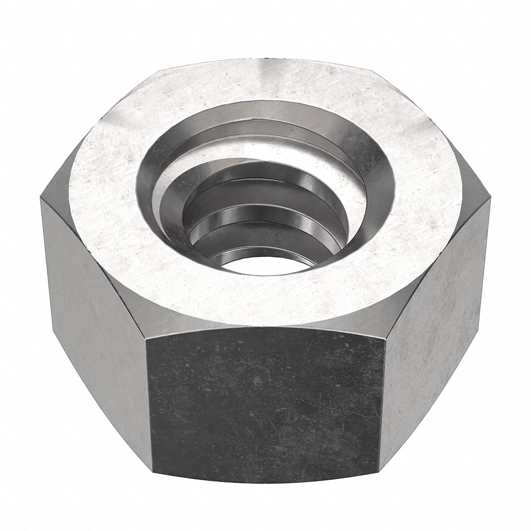 Hex Nut: Std Hex, 3/4"-5 Thread, 1 1/4 in Hex Wd, 47/64 in Hex Ht, Stainless Steel, 18-8, Std, 5 PK