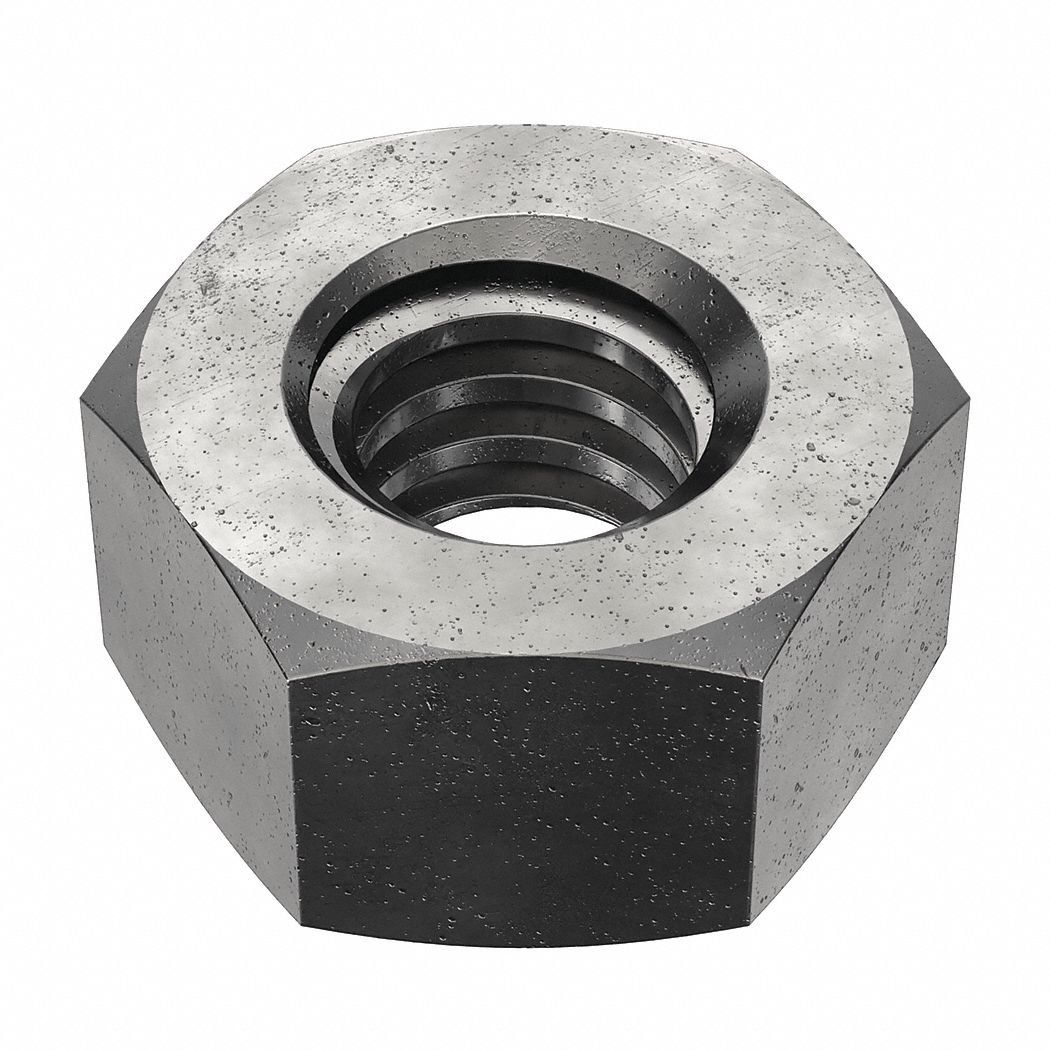 Hex Nut: Std Hex, 1/2"-10 Thread, 7/8 in Hex Wd, 31/64 in Hex Ht, Steel, Grade 2, Plain, Std, 40 PK