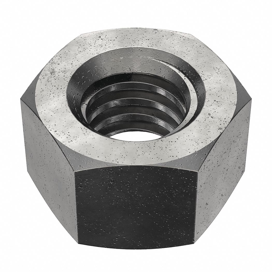 Hex Nut: Std Hex, 1 3/8"-4 Thread, 2 3/16 in Hex Wd, 1 11/32 in Hex Ht, Steel, Grade 2, Plain, 5 PK