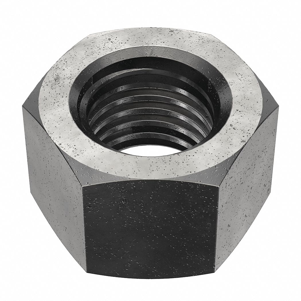 Hex Nut: Std Hex, 2"-4 Thread, 3 in Hex Wd, 1 31/32 in Hex Ht, Steel, Grade 2, Plain, Std, 2 PK