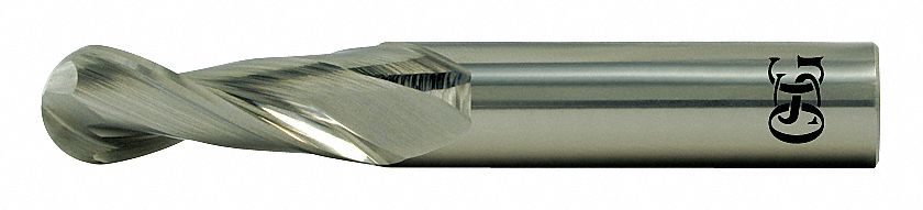 Ball End Mill: Carbide, 4 Flute, 1/4" Mill Dia, 3/4" LOC, 2-1/2" OAL, List 2010