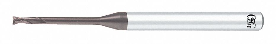 Corner Radius End Mill: Carbide, WXS Coated, 2 Flute, 1.5 mm Mill Dia, 1.2 mm LOC, 0.2 mm Rad