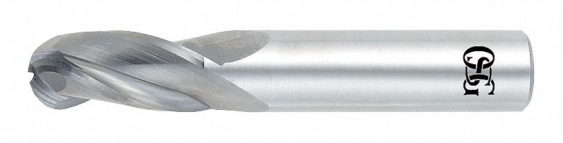 Ball End Mill: Carbide, TiAlN Coated, 3 Flute, 1/16" Mill Dia, 3/16" LOC, 1-1/2" OAL, List 403BN