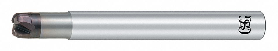 Corner Radius End Mill: Carbide, WXS Coated, 4 Flute, 1/2" Mill Dia, 0.2" LOC, 1/8" Rad, 5" OAL