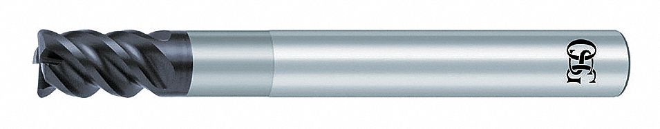 Corner Radius End Mill: Carbide, WXS Coated, 4 Flute, 3 mm Mill Dia, 5 mm LOC, 0.2 mm Rad
