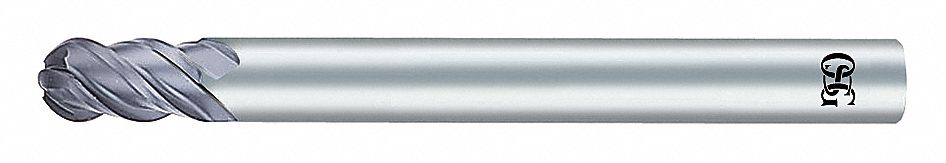 Ball End Mill: Carbide, Diamond Coated, 4 Flute, 1/4" Mill Dia, 3/4" LOC, 2-1/2" OAL, List 7030
