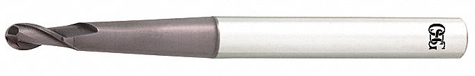 Ball End Mill: Carbide, TiAlN Coated, 2 Flute, 1/4" Mill Dia, 13/32" LOC, 4" OAL, List HP418