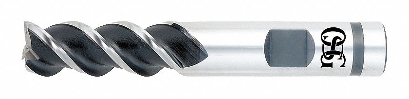 Sq. End Mill, Single End, Pow Met, 1/4"