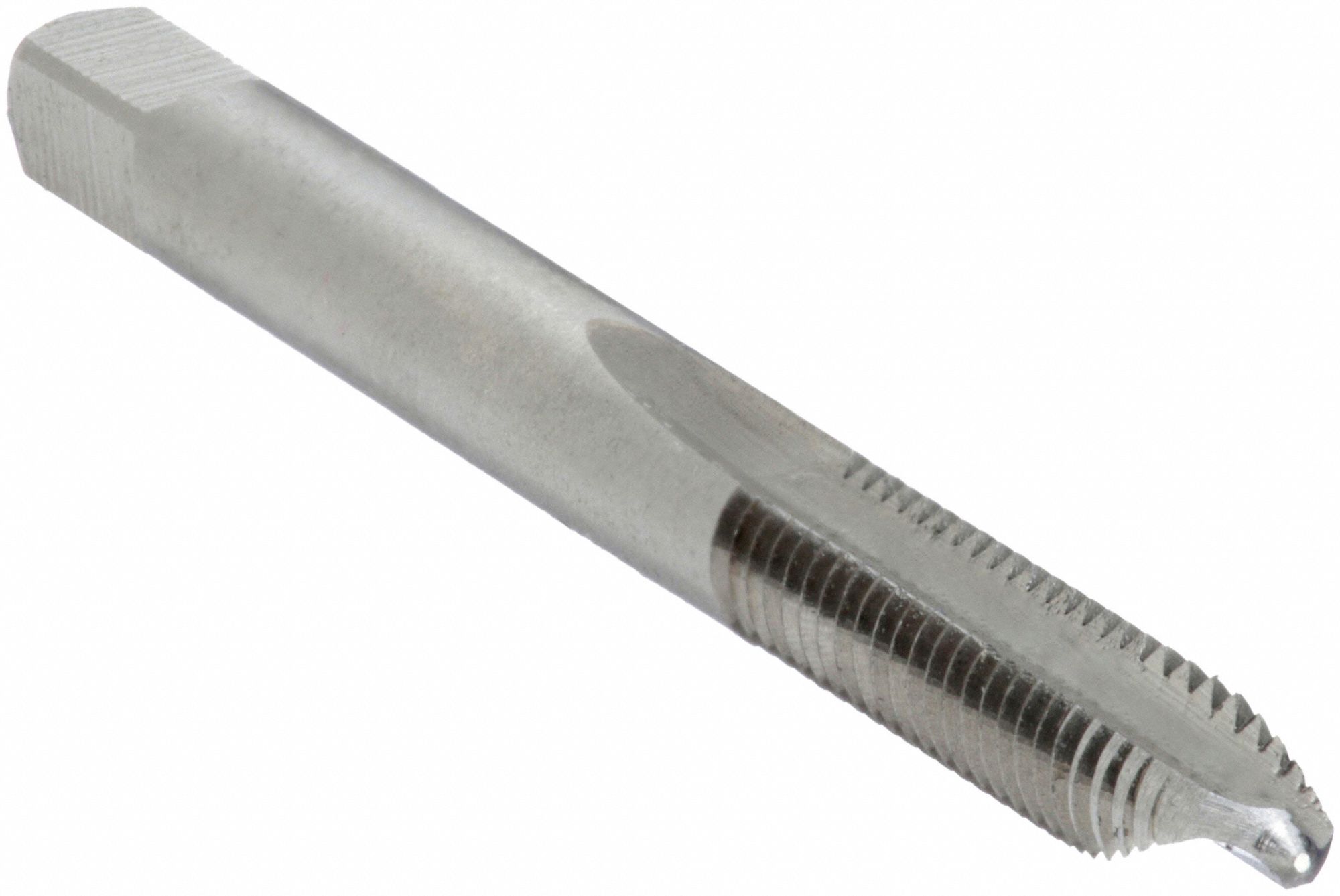 Straight Flute Tap: #10-24 Thread Size, 9/16 in Thread Lg, 2 11/32 in Overall Lg, Plug, 4 Flutes