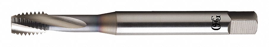 Spiral Flute Tap: 3/8"-24 Thread Size, 1/2 in Thread Lg, 3 29/32 in Overall Lg, Bottoming