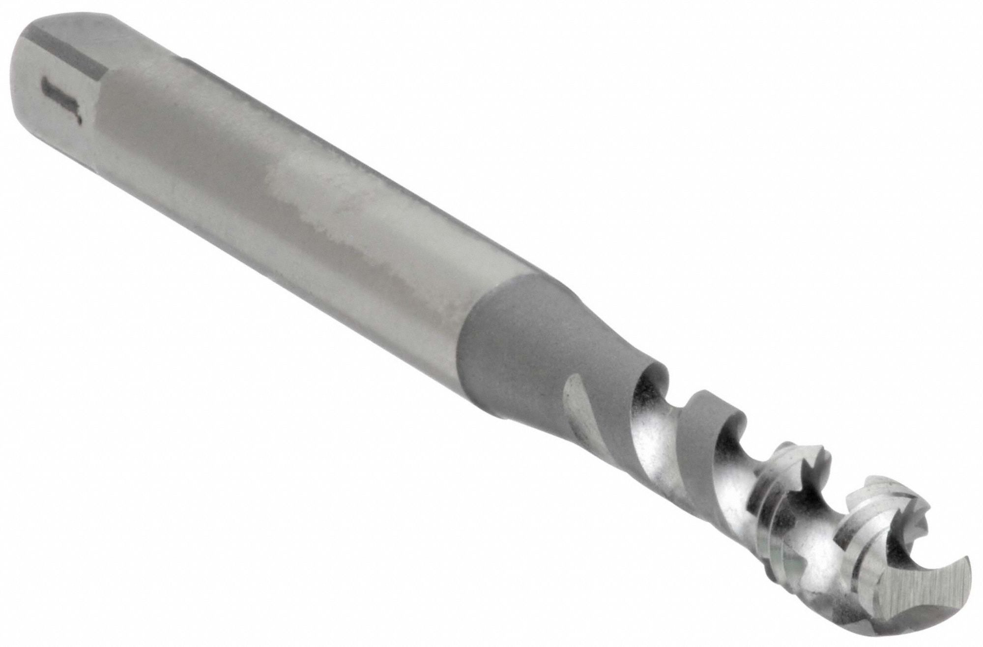 Spiral Flute Tap: #8-32 Thread Size, 1/4 in Thread Lg, 2 3/32 in Overall Lg, Modified Bottom