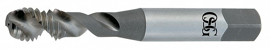 Spiral Flute Tap: #10-32 Thread Size, 5/16 in Thread Lg, 2 11/32 in Overall Lg, Modified Bottom