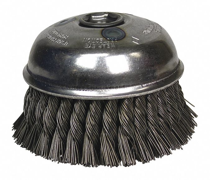 3 1/2 in Knotted Wire Cup Brush, Arbor Hole Mounting, 0.020 in Wire Dia ...