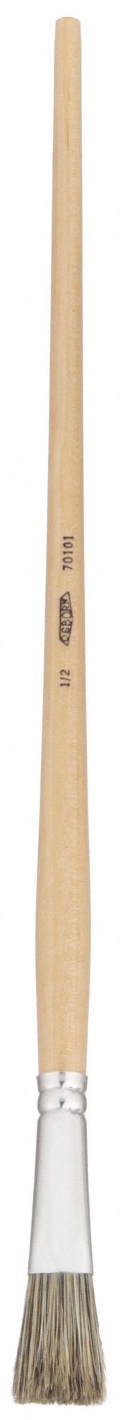 Paint Brush: Flat Sash Brush, 1/2 in, Natural, Hog Hair