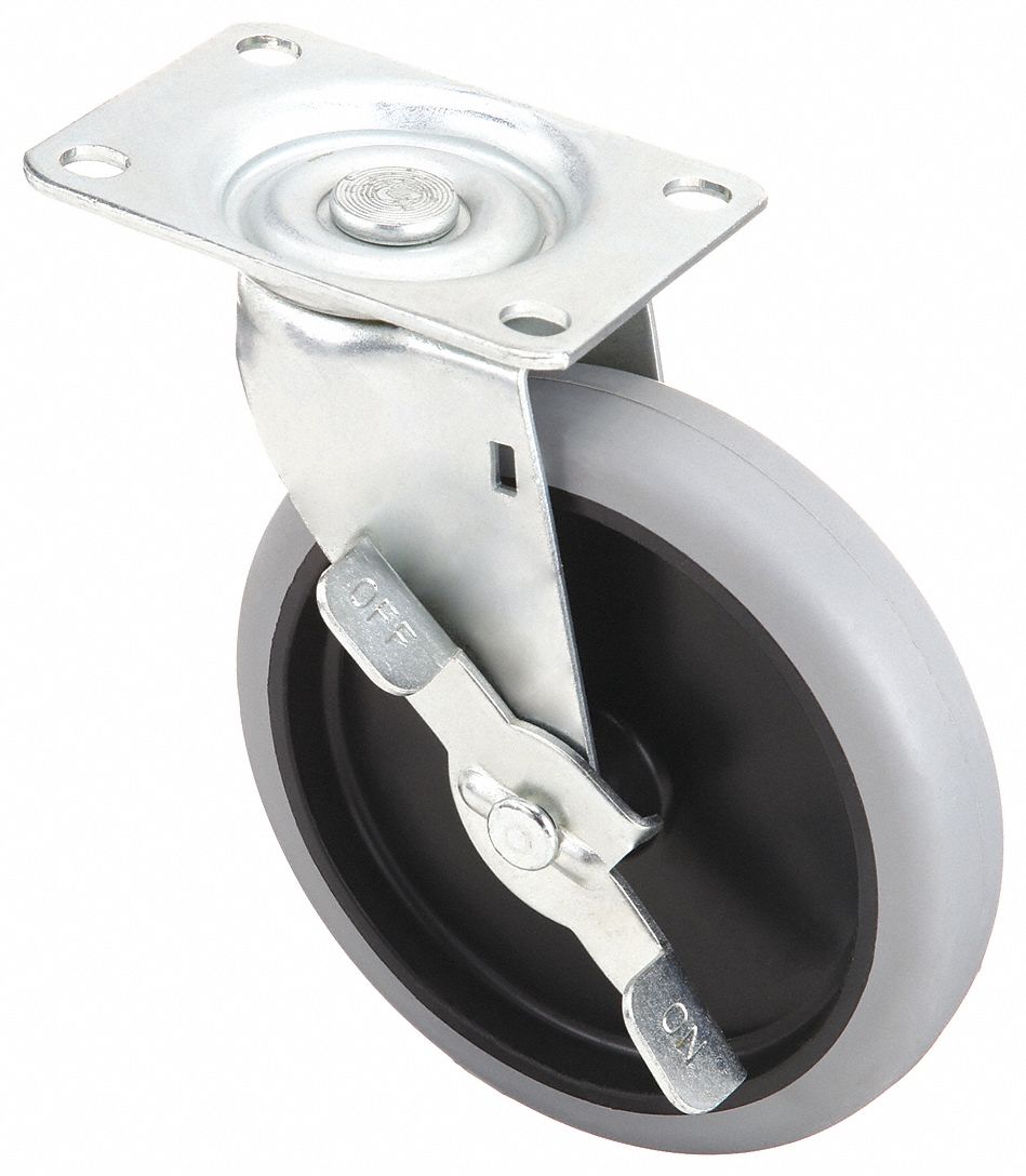 Replacement Caster: 2 1/2 in Overall Wd, 6 in Overall Dp