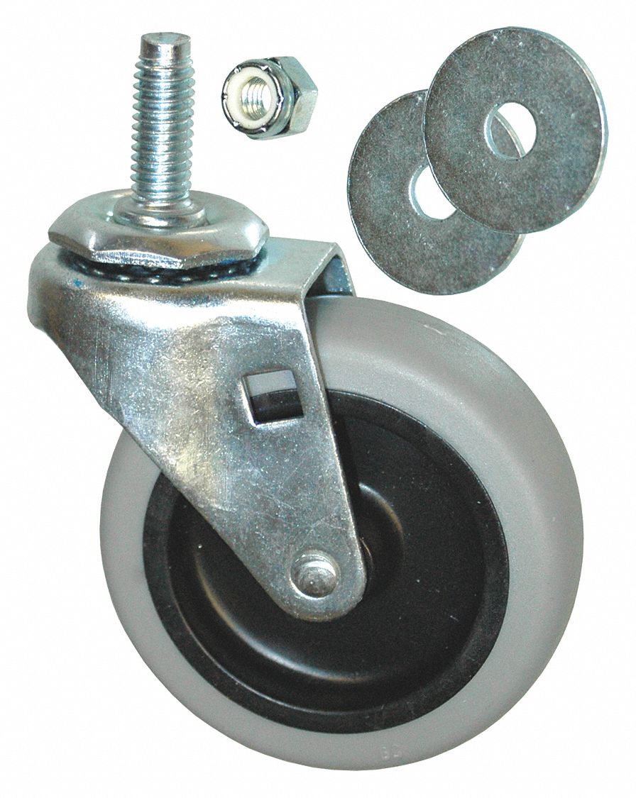 Caster with Hardware, 3", Threaded Swivel Caster
