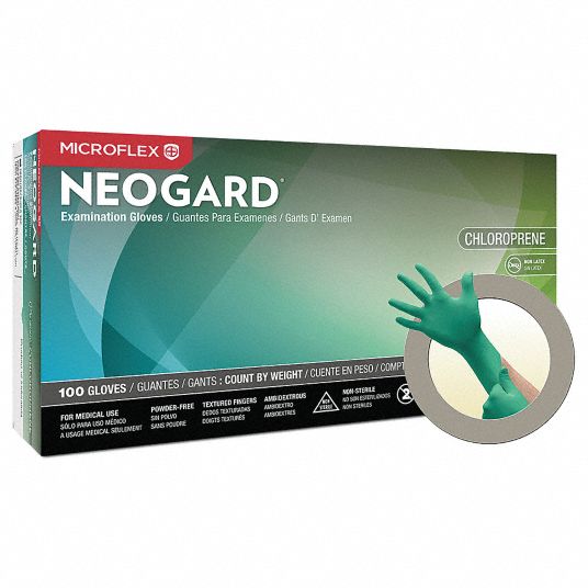 MICROFLEX Neoprene, Disposable Gloves, M, PowderFree, 3.9 mil Palm