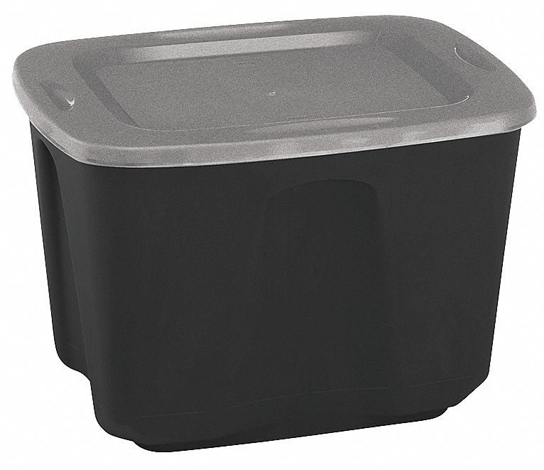 DURABILT Caja de Almacenaje, Negro/Gris, Altura Exterior 15-1/2