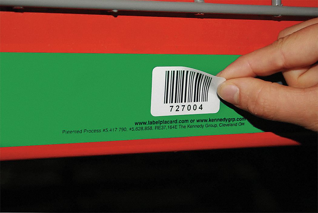 Label Holder: 1 in x 1 in, Green, Adhered, Self-Adhesive, Film, Glossy
